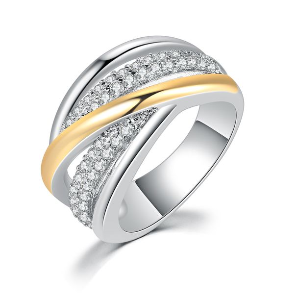 Fashionable and unique women's ring Color separated electroplated zircon inlaid_ipsvogv.com