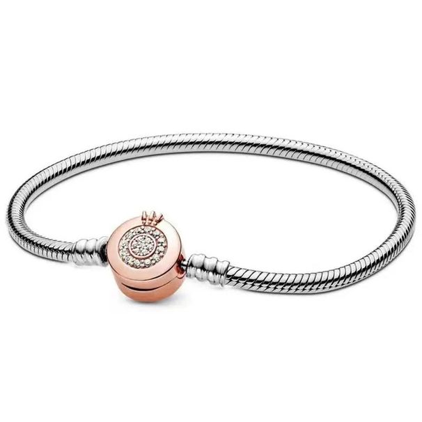 Charm Bracelets White Copper Rose Gold Classic Crown Buckle Diy Accessories Basic Bracelet Snake Bone Chain Female_ipsvogv.com