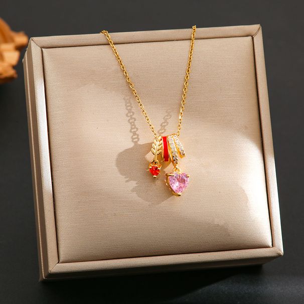 Small Niche Design, Light Luxury, Pink Diamond, Heart-shaped Tassel, Collarbone Chain, Sweet Cool Style, Exquisite_ipsvogv.com