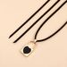 Fashion Pull Adjustable Korean Fleece Rope Black Fritillary Concentric Lock Pendant Necklace Women_ipsvogv.com
