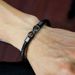 DUTRIEUX European and American Men's Fashionable Simple Unlimited Leather Black/silver Bracelet High-end Leather Bracelet_ipsvogv.com