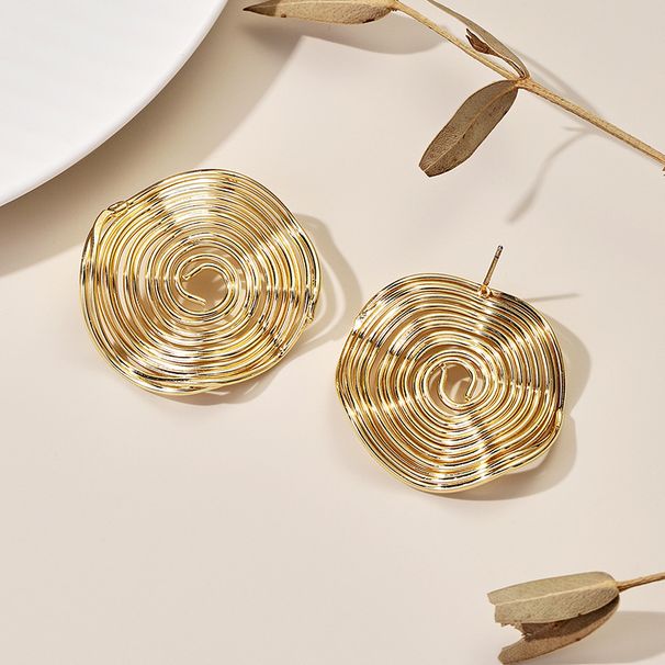 Irregular Round Women's Personality Geometric Gold Exaggerated Versatile Elegant Drop Earrings_ipsvogv.com