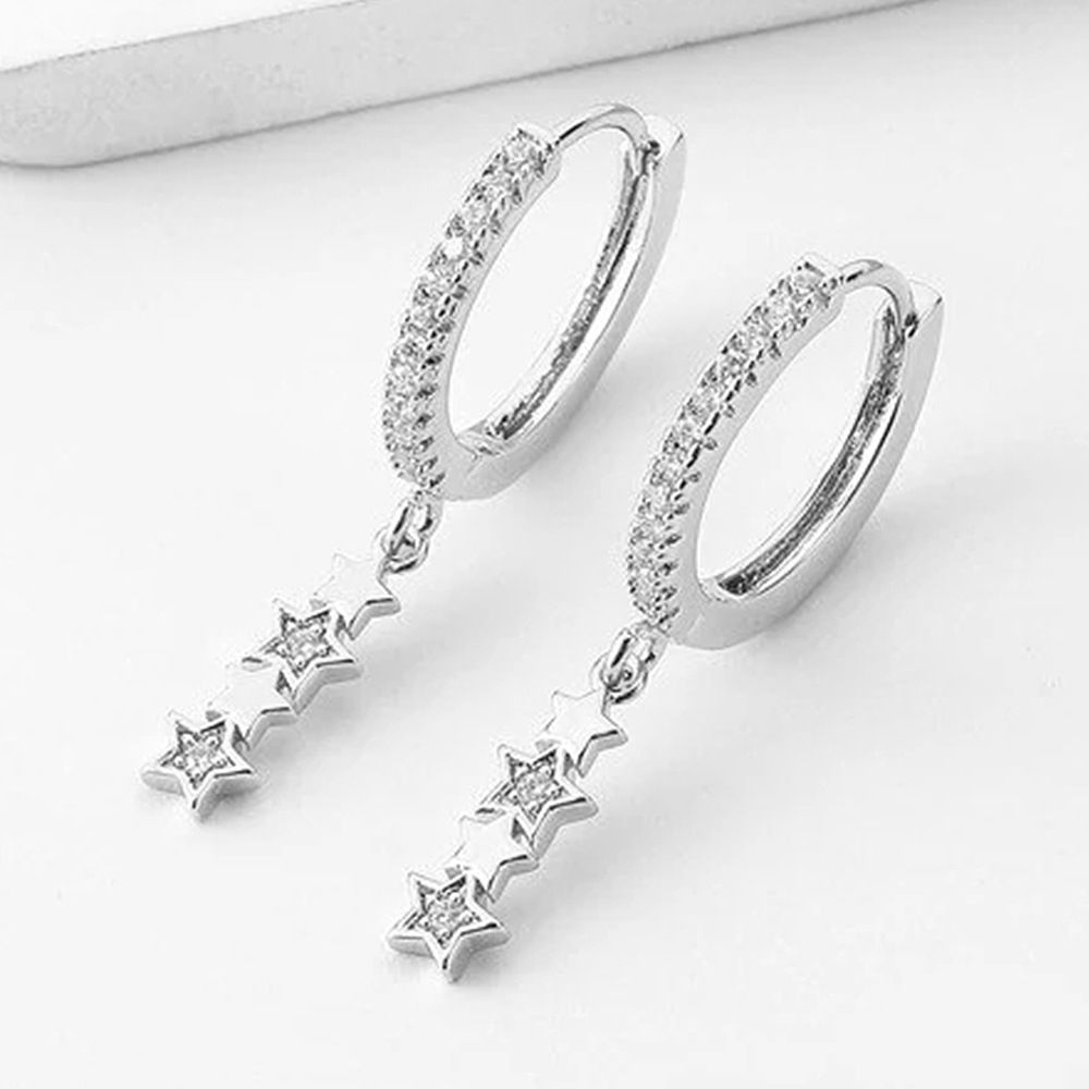 Cao Shi's New Hot Selling Earrings Sweet pentagram Zircon Earrings_ipsvogv.com