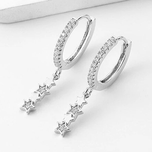 Cao Shi's New Hot Selling Earrings Sweet pentagram Zircon Earrings_ipsvogv.com