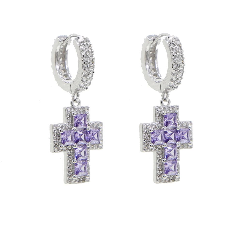 Style Simple Fashion New Cross Zircon Earrings Classic Men's Earrings Earrings Cross Supply_ipsvogv.com