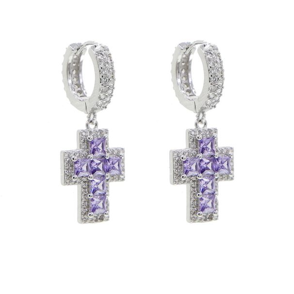 Style Simple Fashion New Cross Zircon Earrings Classic Men's Earrings Earrings Cross Supply_ipsvogv.com