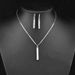 Fashion And Creative Diamond Inlaid Cylindrical Rod Earrings Necklace Set Accessories_ipsvogv.com