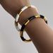 Women’s Jewelry Set Fashion Electroplated Titanium Steel Black And White Epoxy Chess And Card Grid Retro Open Bracelet_ipsvogv.com