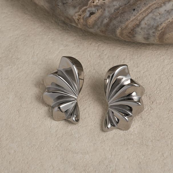 Unisex Spring And Summer INS Retro Gold Plated Titanium Steel Irregular Wing Fold Earrings_ipsvogv.com
