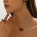 Fashion OL women's ring set, personalized angel wing drip oil design earrings long necklace_ipsvogv.com