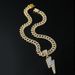 Hip Hop Style Alloy Full Personalized Trend Lightning Diamond Pendant Cuban Chain Necklace_ipsvogv.com