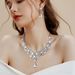 Rhinestone Bride Necklace And Earring Set For Banquet Party Exaggerated Fashion Women's Dress Accessories_ipsvogv.com