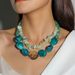 Irregular green resin bead with exaggerated necklace NK23940_ipsvogv.com