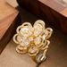 Korean Version Of Super Fairy Exquisite And Timeless Fashionable Diamond Inlaid Flower Opening Adjustable Ring For_ipsvogv.com