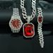 Women’s Jewelry Set Fashion Hot Selling Red Gem Alloy Pendant Bracelet Necklace Watch 5 Piece Set Men's High End Gift Box Jewelry_ipsvogv.com
