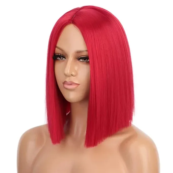 hot selling Straight Short Bob Human for Black Lace Brazilian Wigs Remy Hair Middle Part Side For Brown Women_ipsvogv.com