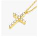 New Pure Silver Cross Necklace Full Diamond Women's Collarbone Chain Electroplated 14k Gold Pendant_ipsvogv.com