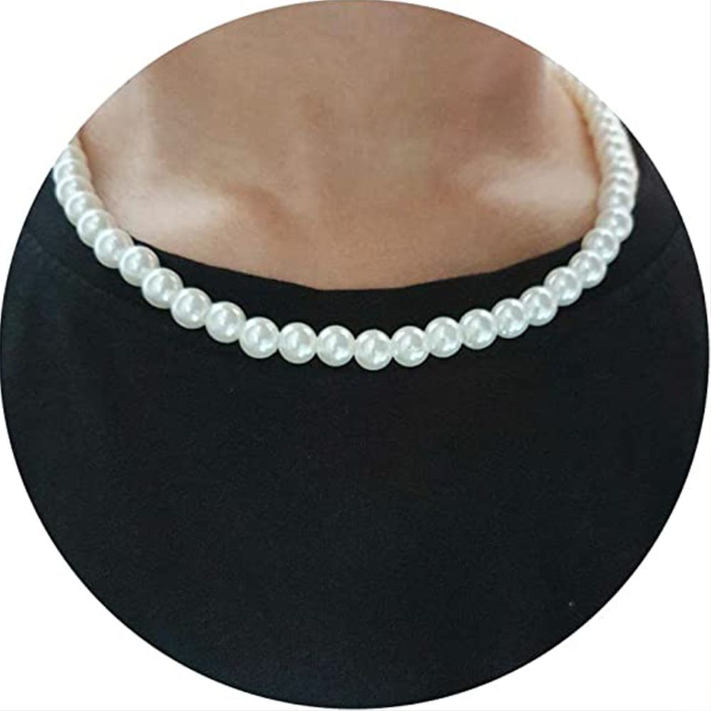 Hot Selling Men's Exquisite And Fashionable White Round Pearl Necklace, Unisex Jewelry Accessories_ipsvogv.com