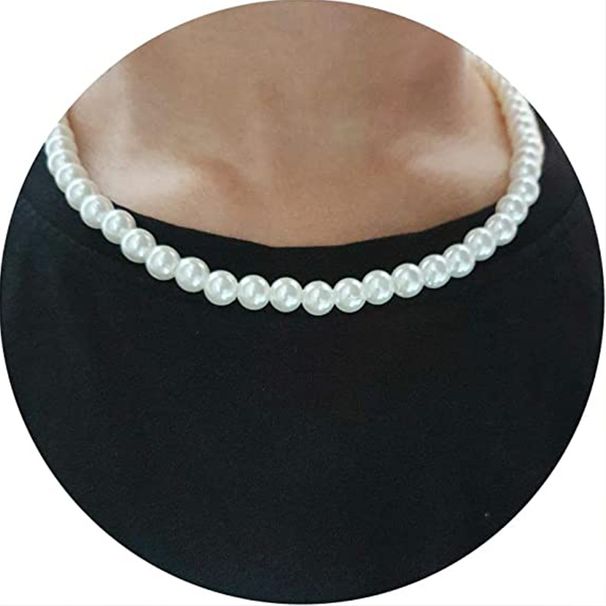 Hot Selling Men's Exquisite And Fashionable White Round Pearl Necklace, Unisex Jewelry Accessories_ipsvogv.com