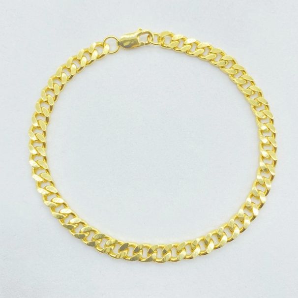 S Pure Silver Electroplated Real Gold Men's Cuban Chain Fashion Car Flower Side Women's Bracelet_ipsvogv.com
