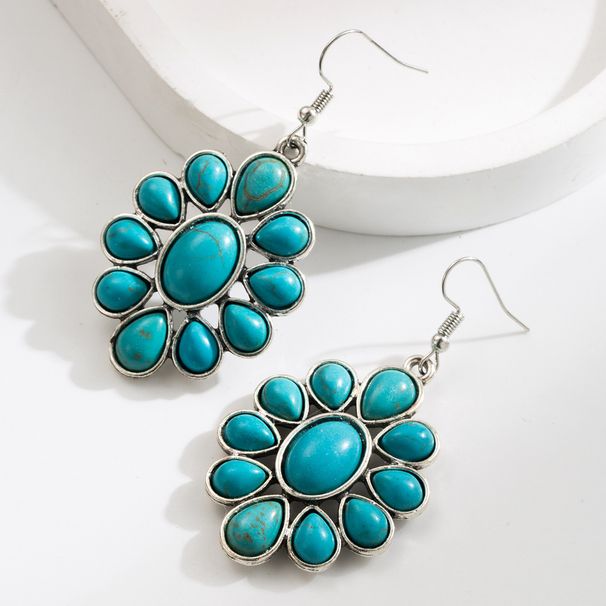 Exaggerated White Turquoise Pendant For Women, Fashionable And High-quality Ethnic Style Earrings_ipsvogv.com