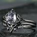 Sanjieins Inlaid Water Drop Zircon Gun Black Plated Women's Flower Pair Ring New_ipsvogv.com