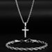Hip Hop Personality Single Cross Necklace Men's Pendant Bracelet Set Simple And Versatile High End Accessories_ipsvogv.com