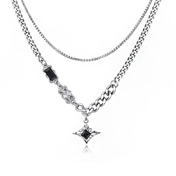 double layer necklace hip hop design niche personality accessories advanced men and women clavicle necklace_ipsvogv.com