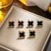 Black minimalist fashion classic versatile lucky clover earrings with anti allergic temperament and diamond studded S_ipsvogv.com