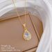 Idustry 【 】 Water Drop Light Luxury Charm Gorgeous Full Diamod Necklace Wome's Versatile Clavicle Titaium Steel 【 】_ipsvogv.com