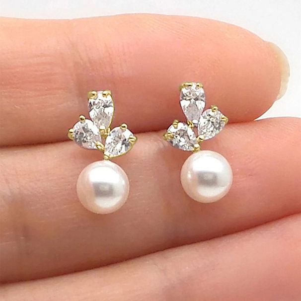 Cao Shi Fashionable And Versatile Maple Leaf Artificial Pearl For Women Ruili Street Photography Water Drop Zircon_ipsvogv.com