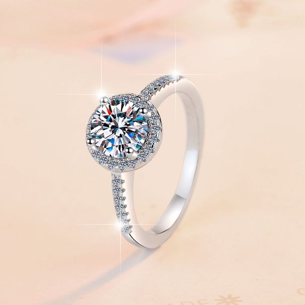 Sterling Silver Ring Simulation Fashion Round Package Carat Gold Plated Fashion Ring Round Moissanite Ring Female_ipsvogv.com