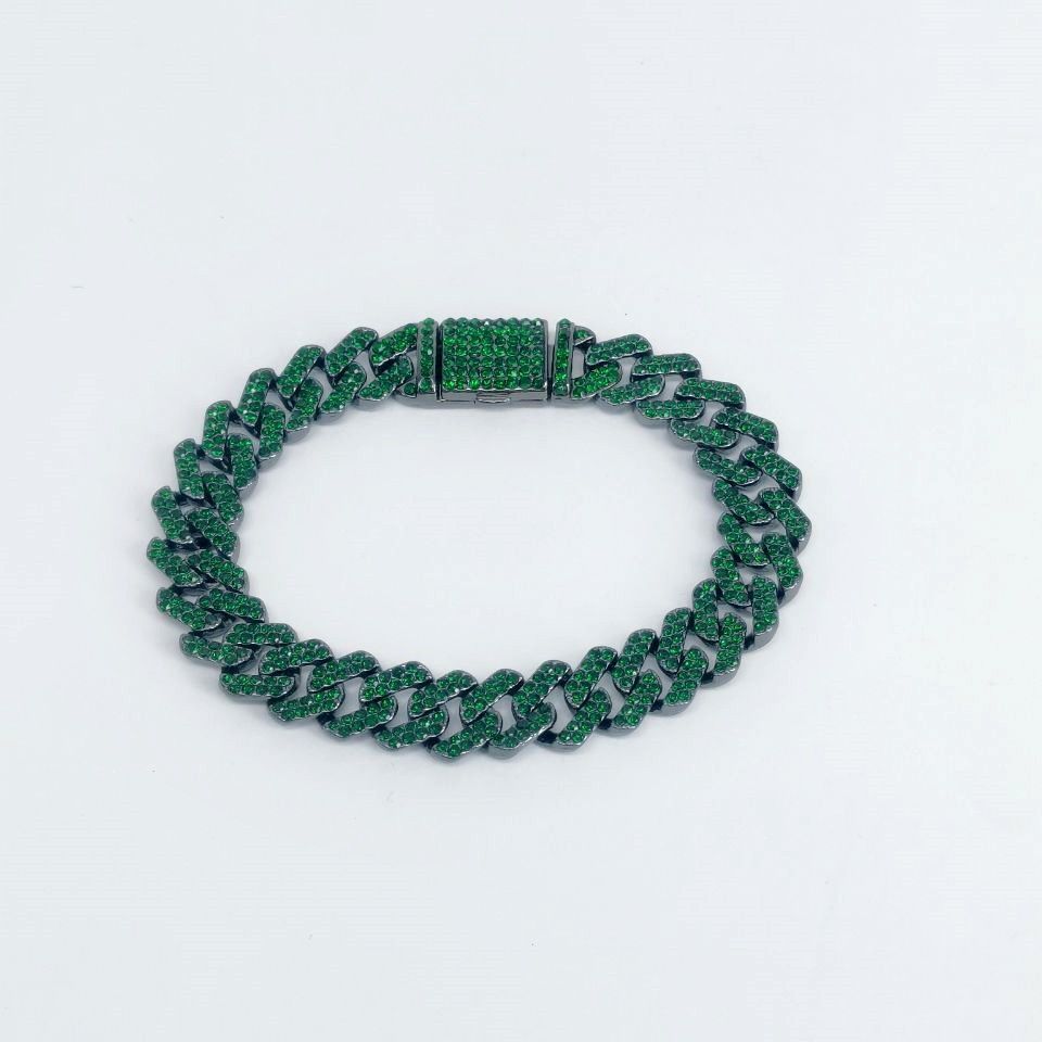 Unisex 10mm Diamond Emerald Diamond Flip Cover Men's Alloy Necklace Rap Cuban Chain Pendant_ipsvogv.com