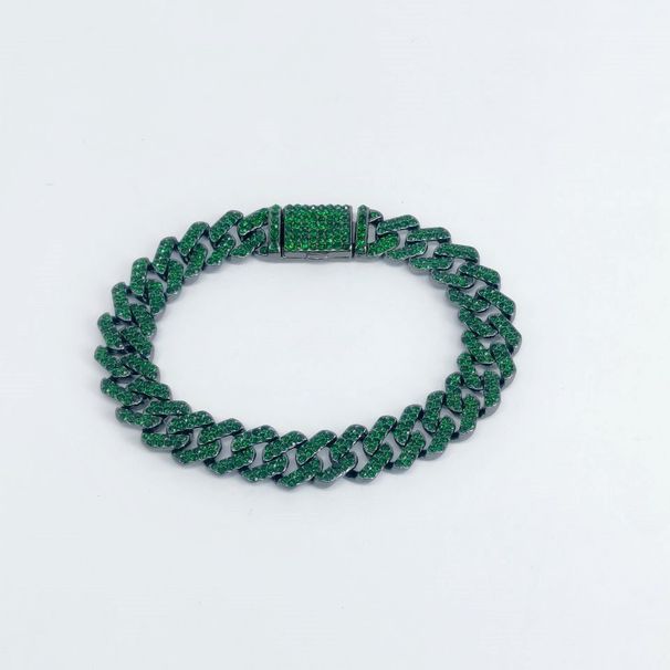 Unisex 10mm Diamond Emerald Diamond Flip Cover Men's Alloy Necklace Rap Cuban Chain Pendant_ipsvogv.com