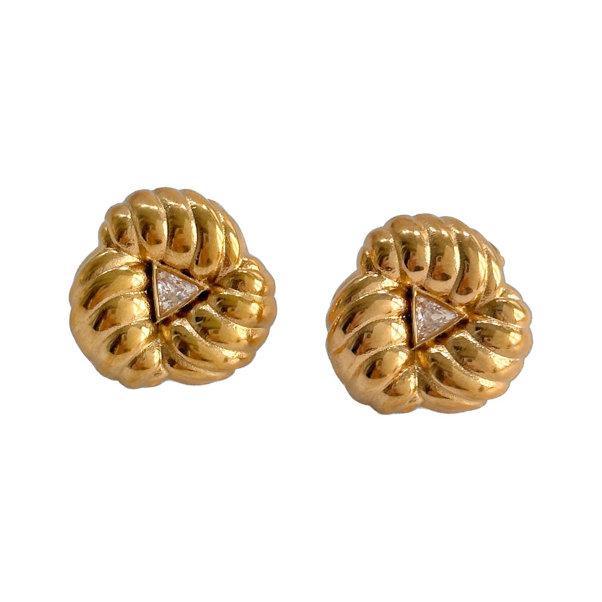 Fashionable Niche INS Titanium Steel Vintage Bread Bouquet Triangle Earrings_ipsvogv.com