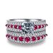 Fashion heart shaped zircon platinum ring for women red corundum double layer engagement ring_ipsvogv.com