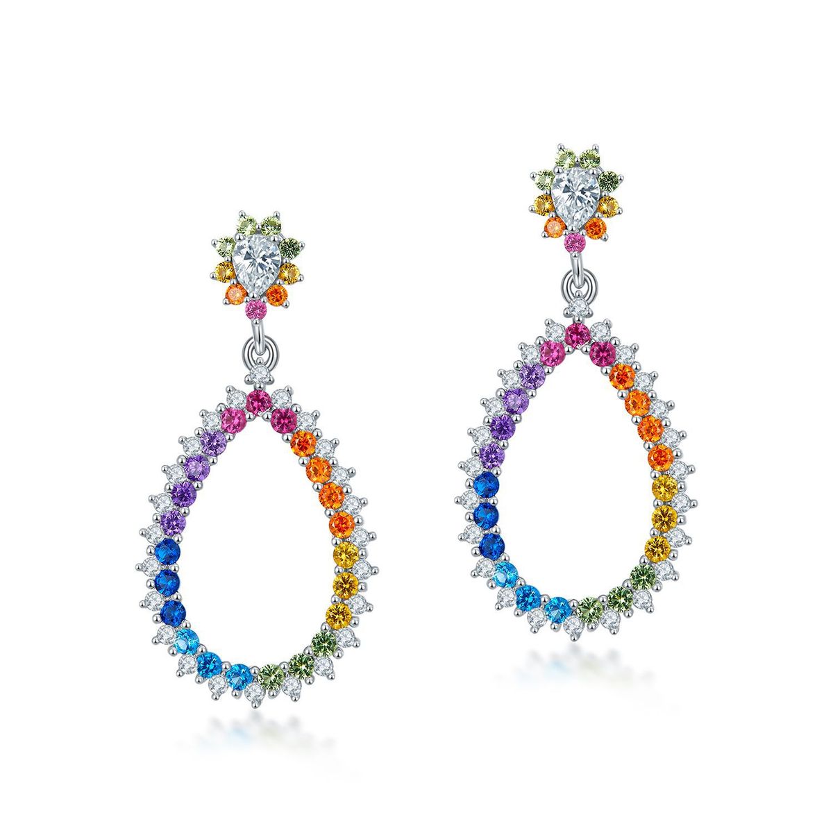 Colorful Nano Colored Zirconium Earrings For Women S925 Silver Full Of Colored Gemstones Long Earrings Fashion Light Luxury_ipsvogv.com