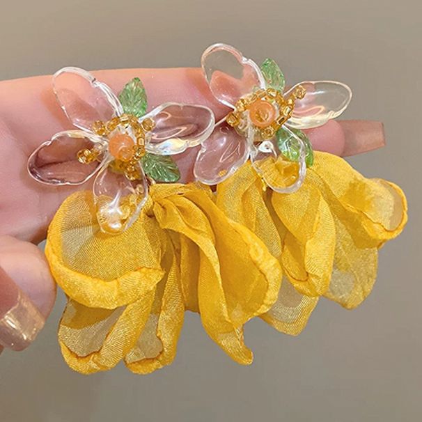 Women’s Jewelry Set Fashion Yellow Flower Personality Exaggerated Earrings Net Red Super Fairy Handmade Earrings New Holiday Travel Accessories_ipsvogv.com