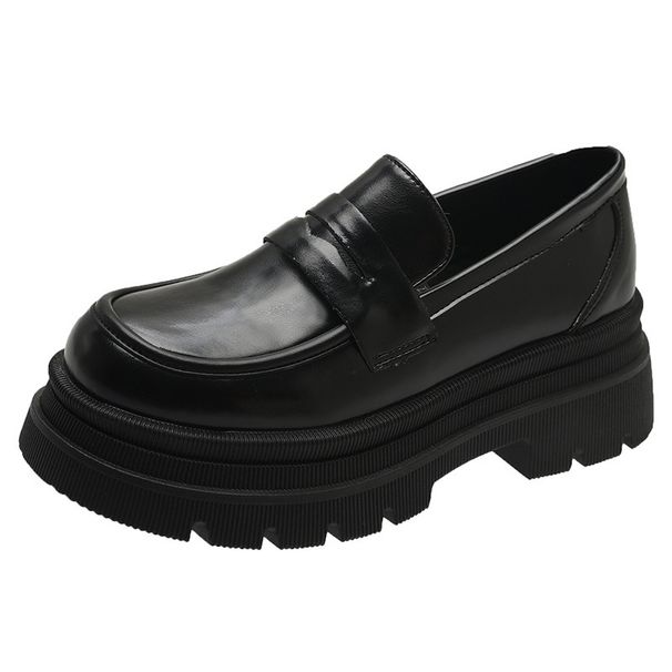 Women's Loafers spring and autumn new thick soled thick heeled loafers French JK single shoes_ipsvogv.com