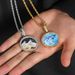 Chain Necklaces Hip hop trumpet round photo pendant micro-inset Zircon Trend hiphop photo frame men's necklace_ipsvogv.com