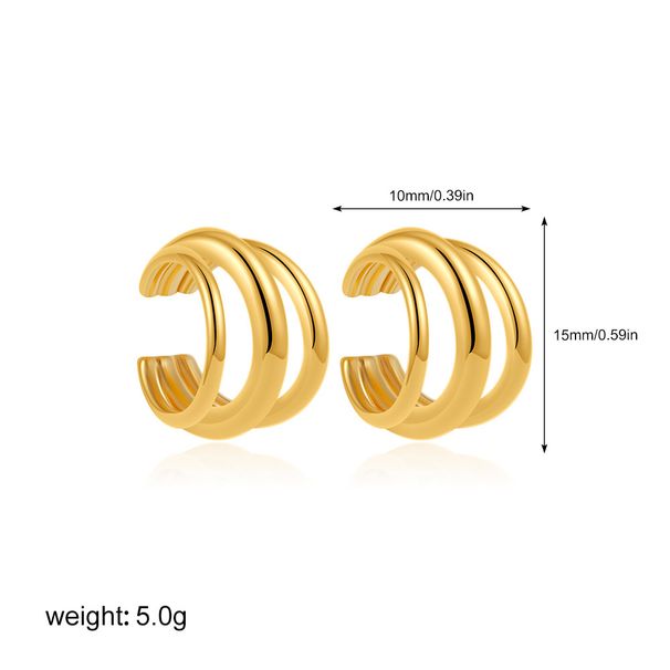Women’s Jewelry Set Fashion Gold Simple C Shaped Ear Clip Without Ear Holes Ear Bone Clip Three Layer Earrings Fashionable Commuting Single Piece_ipsvogv.com