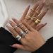 Fashion Metal Liquid Lava Open Set Ins Scenery Surface Water Drop Hug Ring For Women_ipsvogv.com
