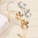 Metal Style Flower Leaf Petal Open Bracelet Elegant Fresh Simple Personality High-end Sense Jewelry For Women_ipsvogv.com