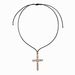 Spot INS Titanium Steel Cross Inlaid Zircon Gold And Silver Leather Rope Necklace_ipsvogv.com