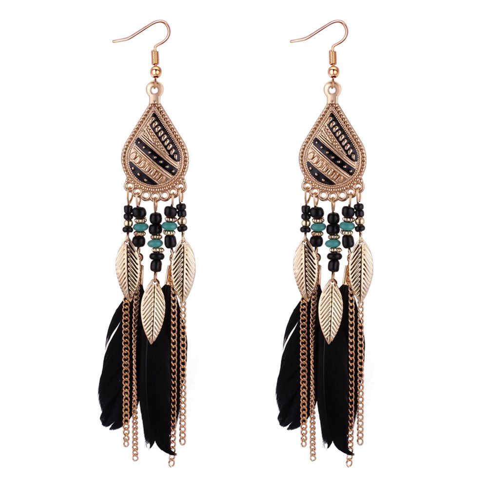 Yamaler Vintage Elegant Long Pendant Hook Feather Earrings Women Jewelry Gift_ipsvogv.com