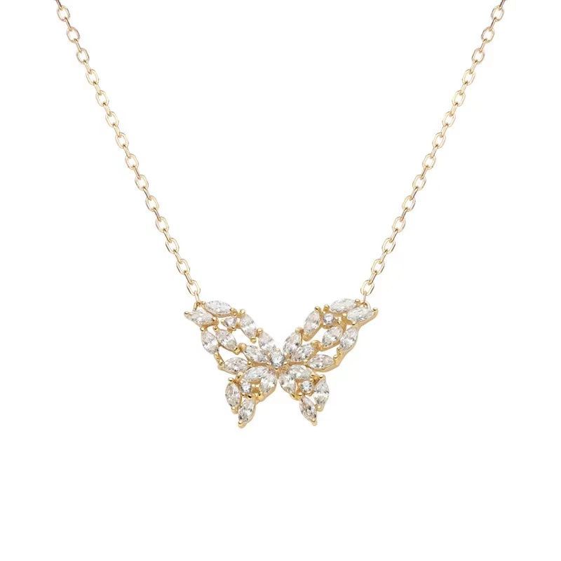 【 26000 Reviews 】 JUSONG KLEIN Titanium Steel Butterfly Necklace Women's Summer Light Luxury Niche Design Zirconia Lock_ipsvogv.com