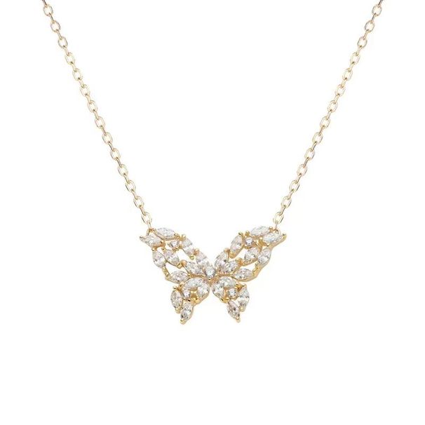 【 26000 Reviews 】 JUSONG KLEIN Titanium Steel Butterfly Necklace Women's Summer Light Luxury Niche Design Zirconia Lock_ipsvogv.com