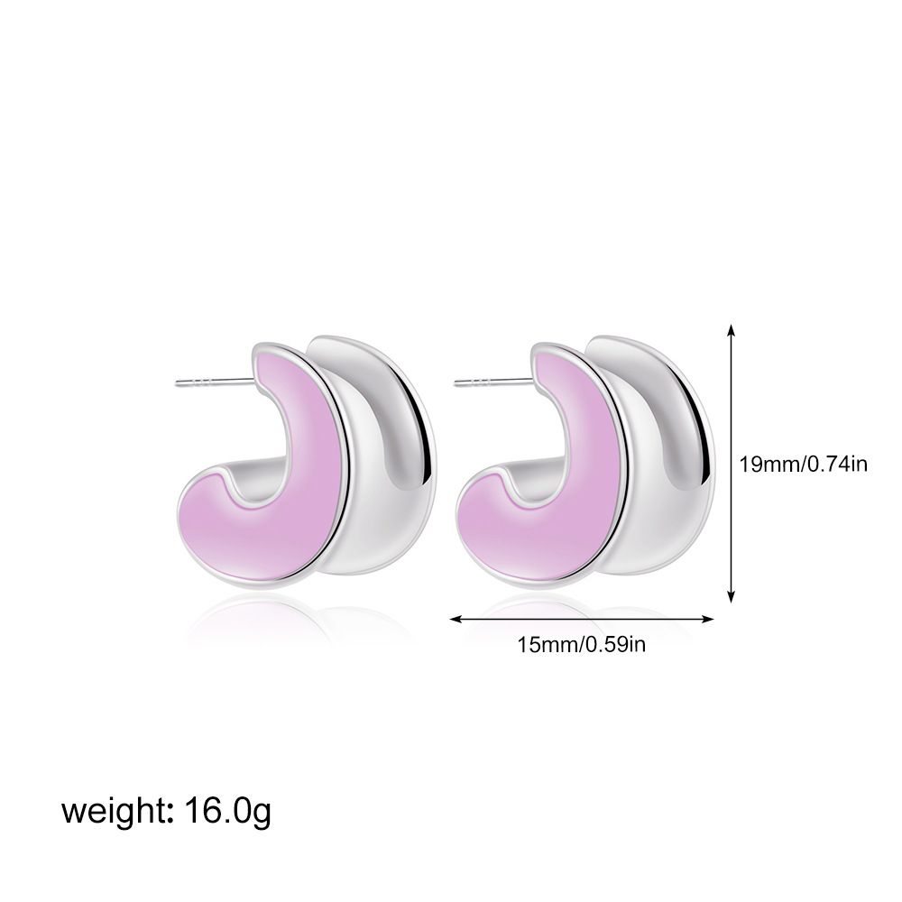 Unisex New Enamel Enamel C Shaped Oil Drop Earrings For Women Small Exquisite Simple Versatile And Fashionable Earrings_ipsvogv.com