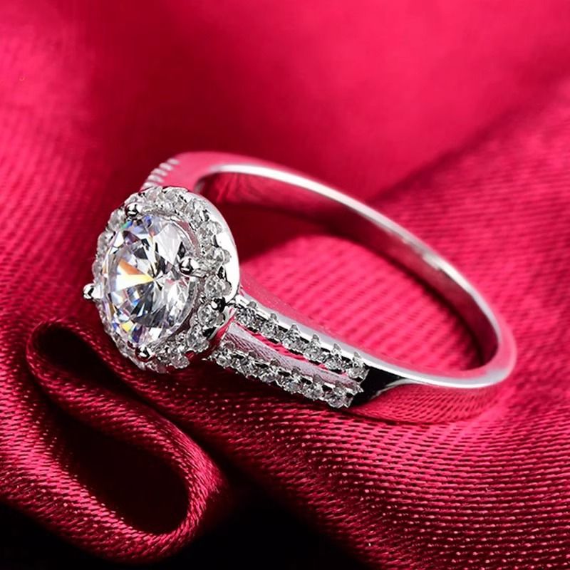 Mosang Stone Double Rowed Round Wrap S Pure Silver Women's New Set with Light Luxury and Noble Style Ring_ipsvogv.com