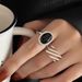 Fashion Style, Niche Design, Super Black Agate, Cool Style Ring, Women's Fashion Trend, Versatile, High-end Feeling_ipsvogv.com